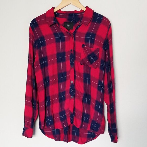Rails Hunter Plaid Button Down Flannel Shirt M Ruby Navy Check Soft Cozy $178 - Picture 3 of 15